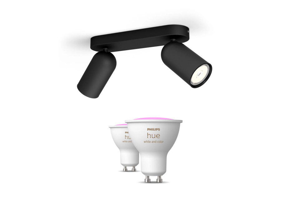 Philips Hue Philips Pack: X2 Focos Philips Pongee (negro) + 2 Bombillas Hue Gu10 Rgb