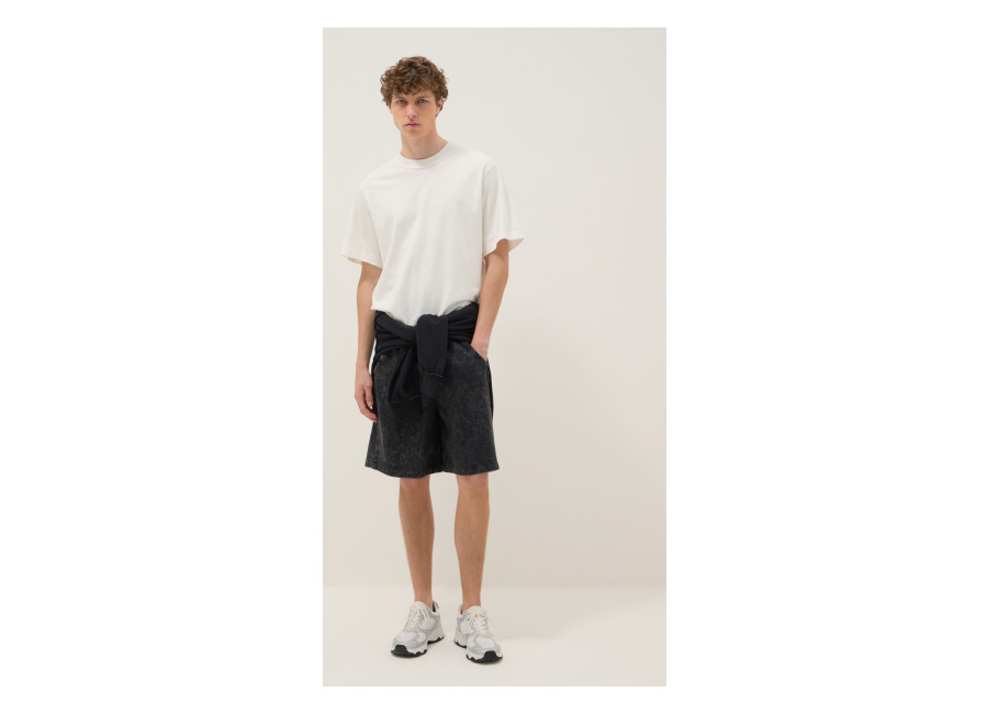 B.ANGEL Bermudas Negras De Mezcla De Algodón Con Cintura Elástica, Hombre, Negro, Talla: