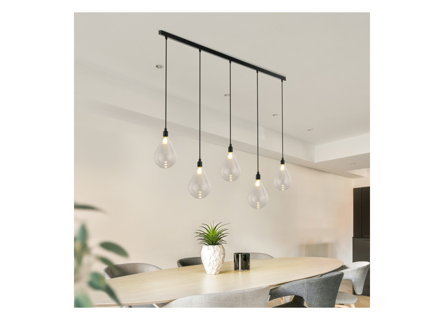 Home Deluxe Lámpara colgante de cristal CELIA Transparente – 5 luce