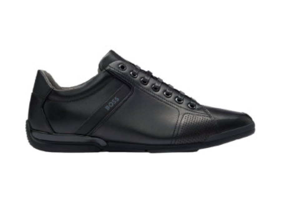 Boss para hombre. 50498282 Zapatillas de piel Saturn negro (41), Plano, Cordones, Casua