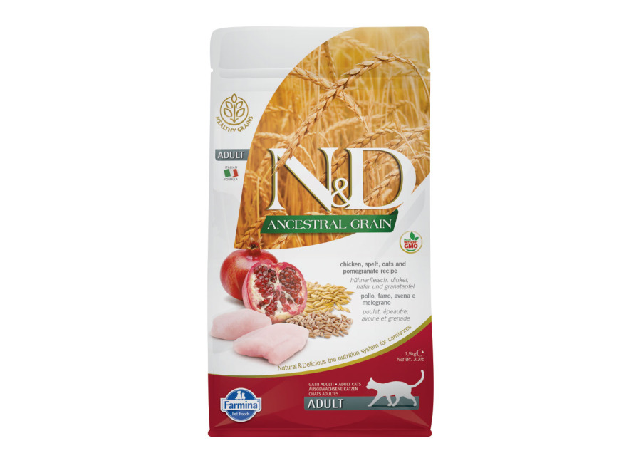 Farmina N&D Ancestral Grain Adult pollo y granada para gatos – 1,5 kg