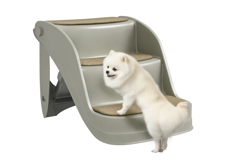 PawHut Escalera para Perros Pequeños Plegable 3 Peldaños Escalones para Perros con Alfombras Antideslizantes 49x38x38 cm…