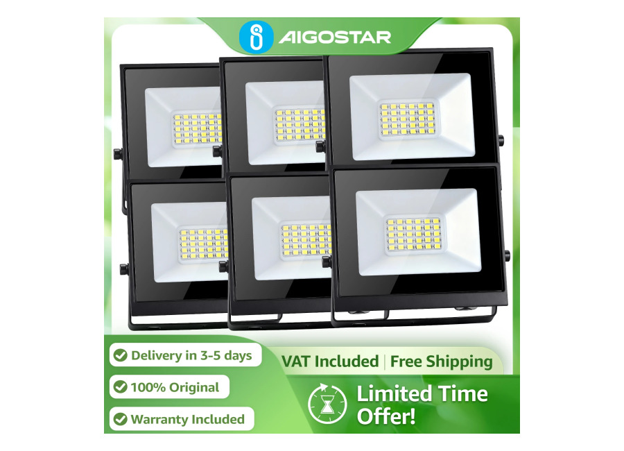 Proyector Led Aigostar 20W 1650Lm Ip65 | 28 LED, luz fría 6500K (paquete de 6)