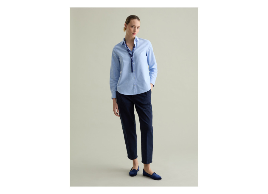 Piombo Camisa De Algodón Oxford, Mujer, Azul Claro, Talla: 42