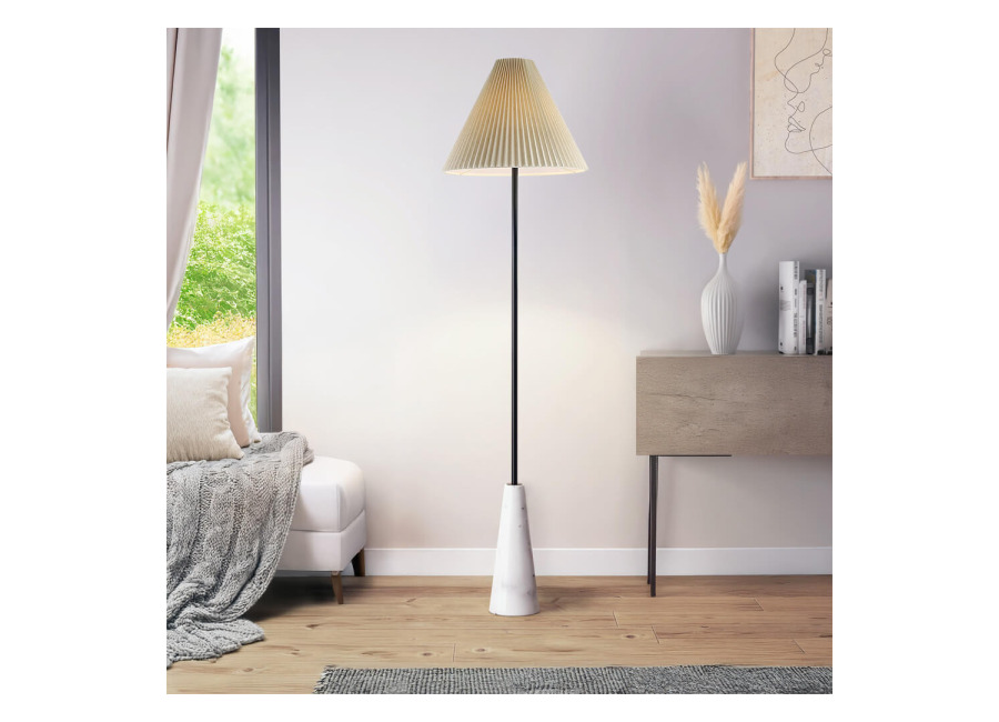 Home Deluxe Lámpara de pie con aspecto de mármol – blanco