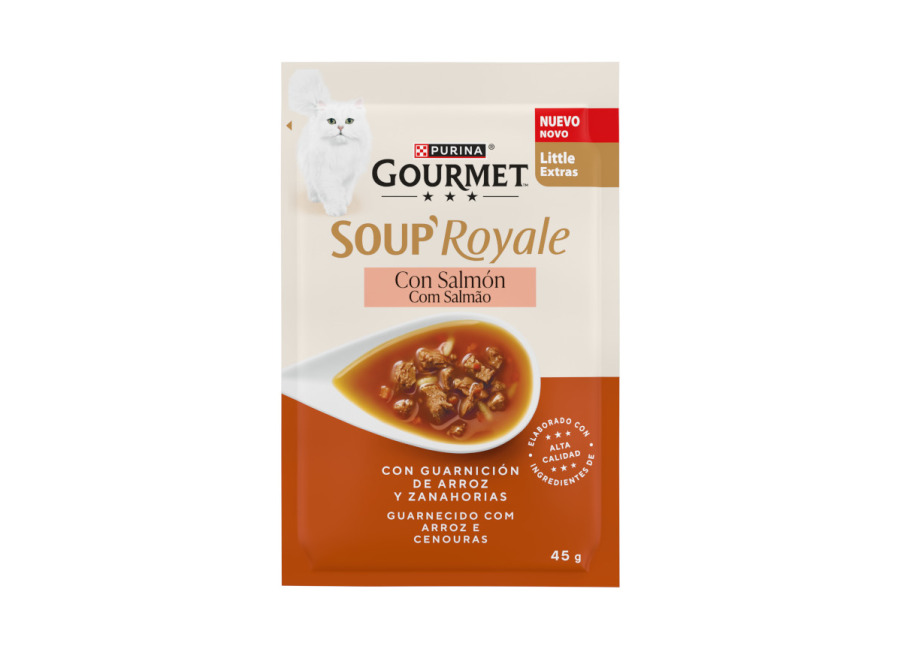 Gourmet 24 sobres x 45 g Purina Gourmet Soup Royale Sopa con Salmón para gatos ¡Pack Ahorro!