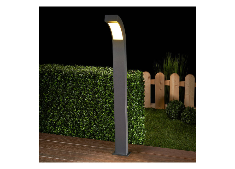 Lucande Bolardo luminoso LED Lennik, 100 cm, antracita, meta