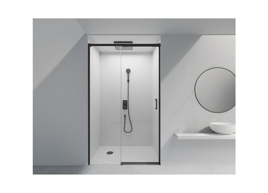 Camargue Mampara de ducha frontal Aqua (165 x 195 cm, Espesor de vidrio: 6 mm, Negro) + Garantía BAUHAUS 5 año