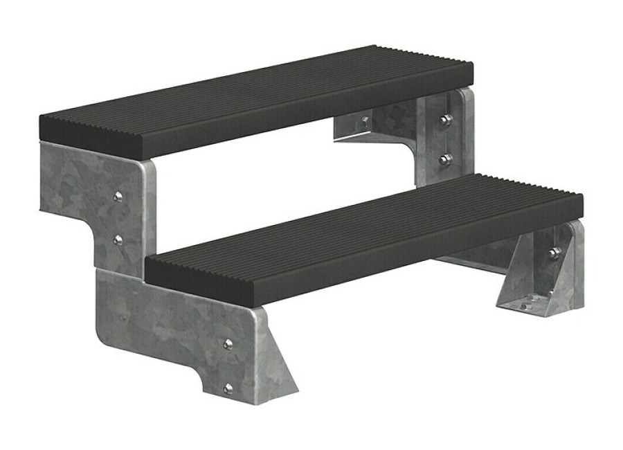 Sogem Escalera exterior Gardentop (Ancho: 80 cm, Número de escalones: 2 ud., Recto, Antracita)