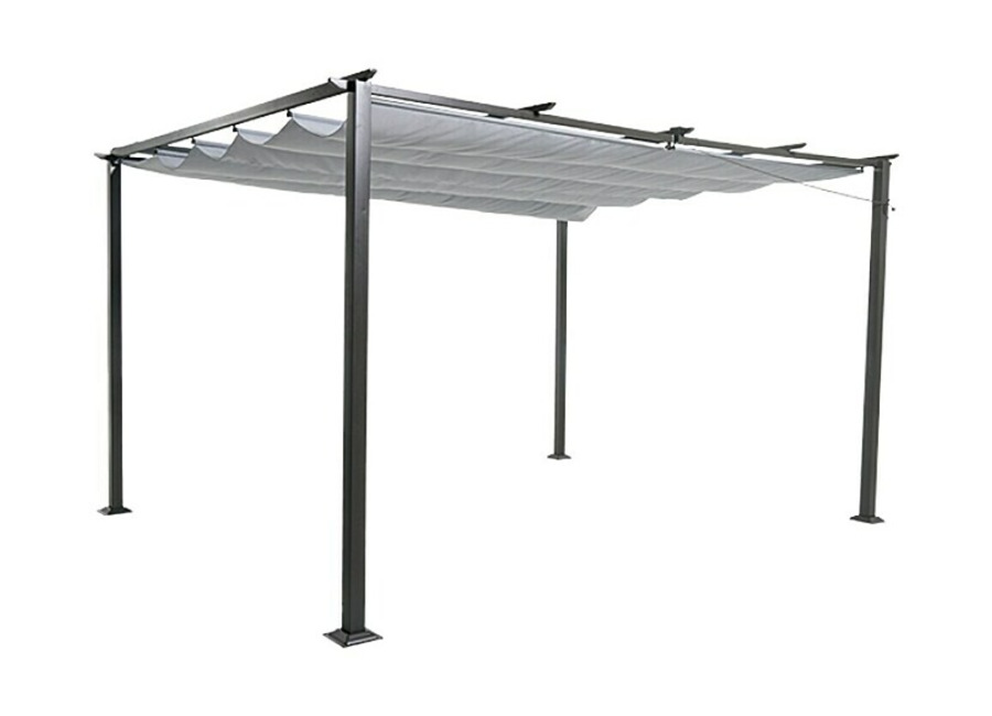 Sunfun Jakarta Pérgola con toldo corredero (An x Pr: 400 x 300 cm, Color del techo: Gris, Color del armazón: Antracita)