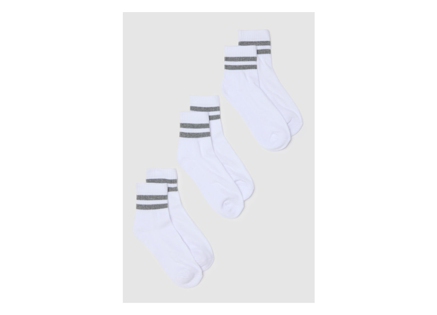 Ovs Tripack De Calcetines En Mezcla De Algodón Con Rayas Multicolores Ajuste Regular, Hombre, Blanco/gris, Talla: 38/42