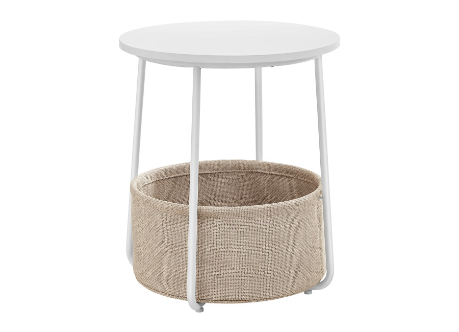VASAGLE Mesa Auxiliar, Mesa Lateral Redonda con Cesta de Tela, Espaciosa, para Salón, Dormitorio, Mesita de…