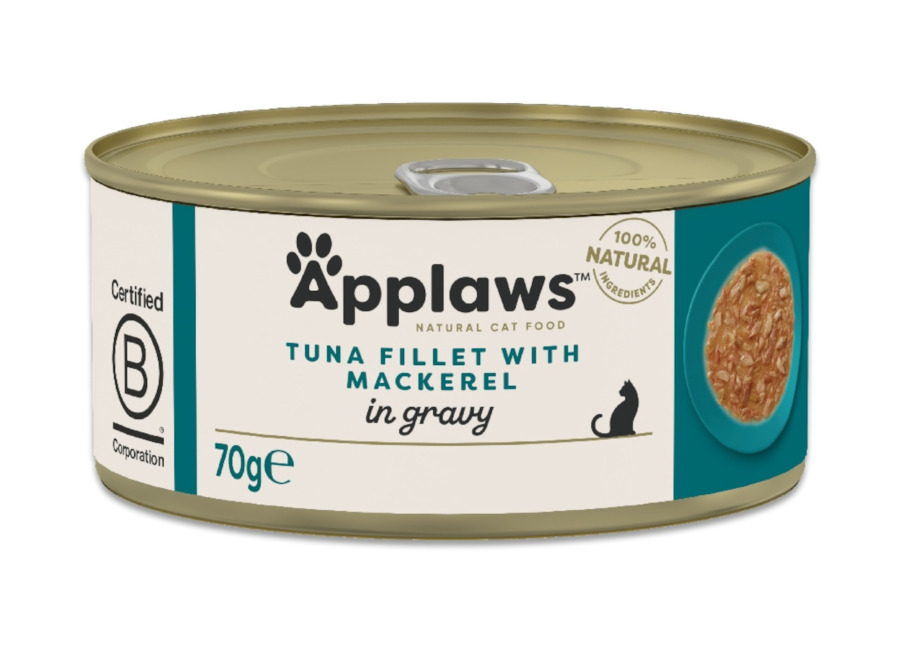Applaws Cat en salsa 48 x 70 g – Pack Ahorro – Filete de atún con caballa
