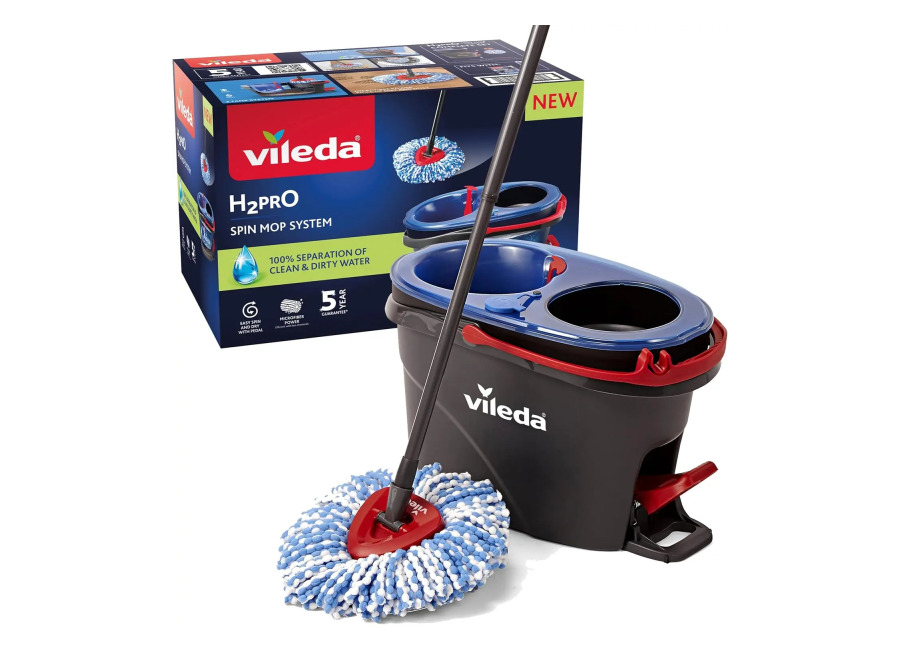 Vileda H2PrO Spin mop, Sistema de fregado, Doble depósito de separación de Agua, Escurrido sin Esfuerzo,…