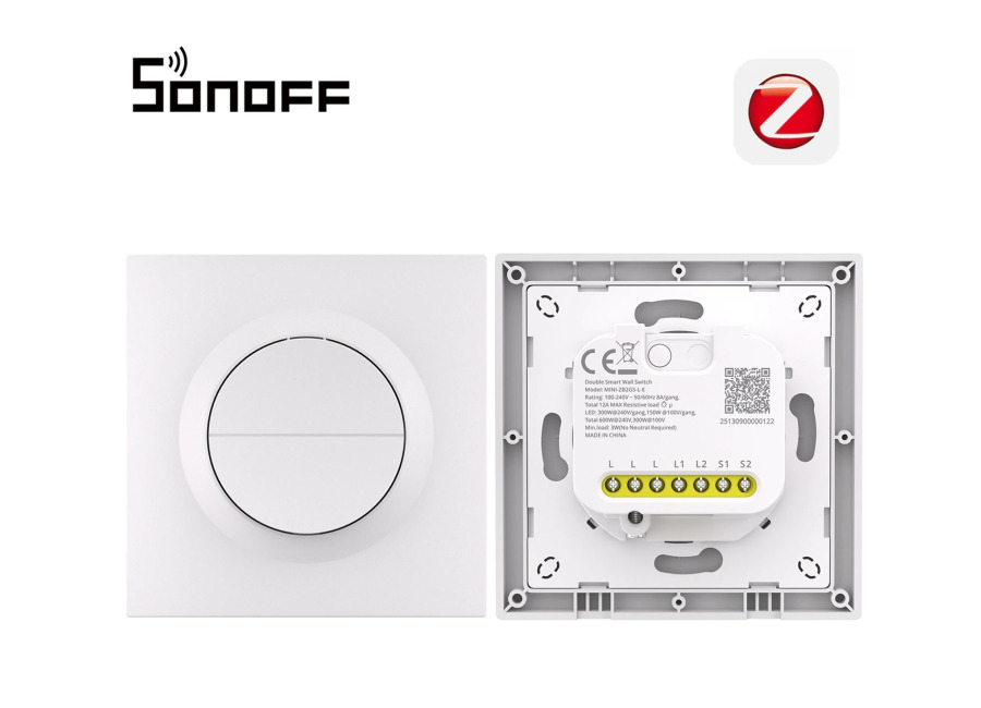 Interruptor de Pared Inteligente Zigbee SONOFF Orb-ZBW2L con 2 Botones MINI-ZB2GS-L-E Sin Cable Neutro, Carga Total…
