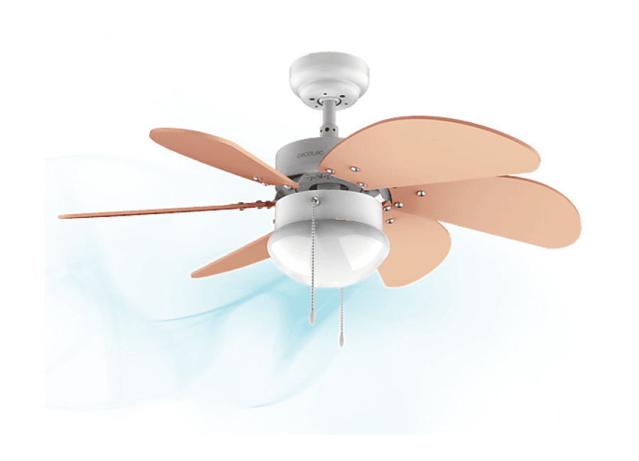 Cecotec Ventilador de techo – Cecotec EnergySilence Aero 3600 Vision Sky, Lámpara, 3 Velocidades, 6 Aspas reversibles, Función Verano/Invierno, Naranj
