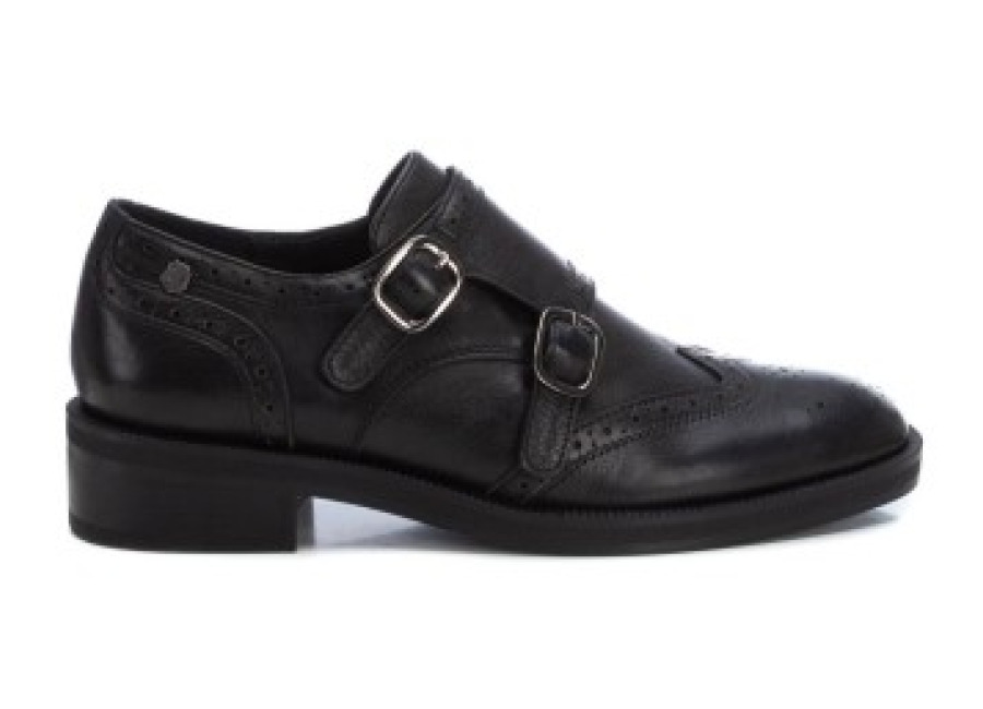 Zapatillas Carmela para mujer. 16196302-NEGRO Mocasines de Piel 161963 negro (37), Plano, 1 a 3cm, Hebilla, Casual, Fiesta, Clásico