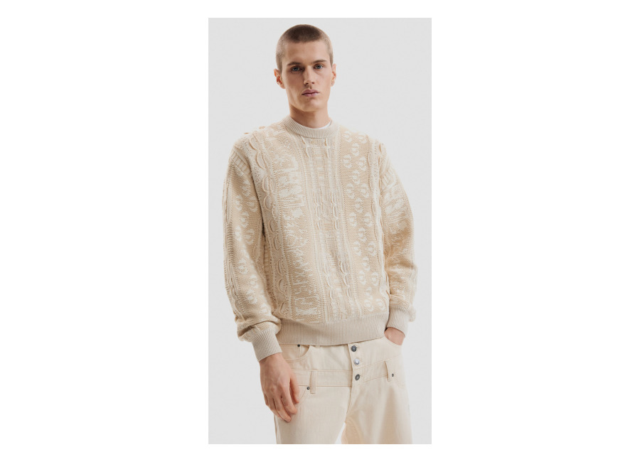 Desigual Jersey punto vintage, Hombre, Blanco