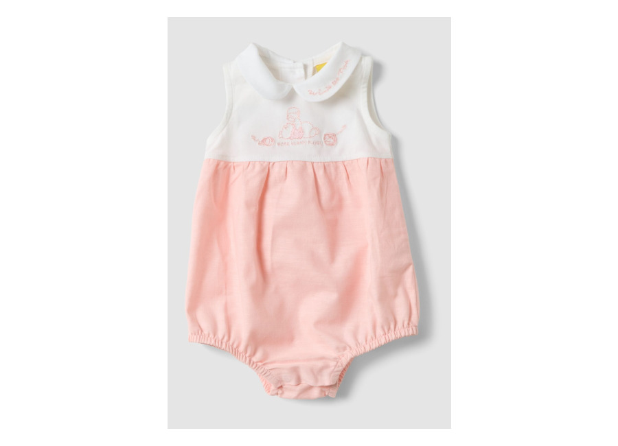 Fagottino Mono Rosa Y Blanco De Algodón Orgánico Con Cuello Clásico, Bebé Niña, Blanco/rosa, Talla: 1-3