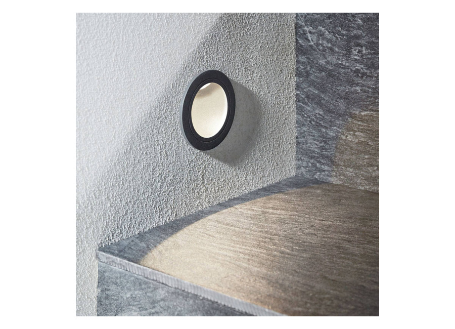 Lucande Lámpara de pared LED empotrable Pordis, IP65, redonda