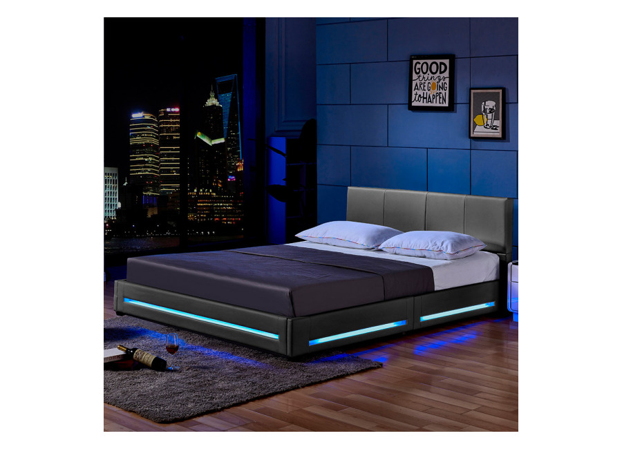 Home Deluxe Cama LED ASTEROID – 180 x 200 cm gris oscuro