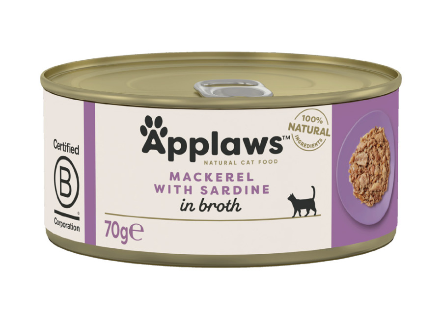 Applaws en caldo 24 x 70 g latas para gatos – Pack Ahorro – Caballa y sardina