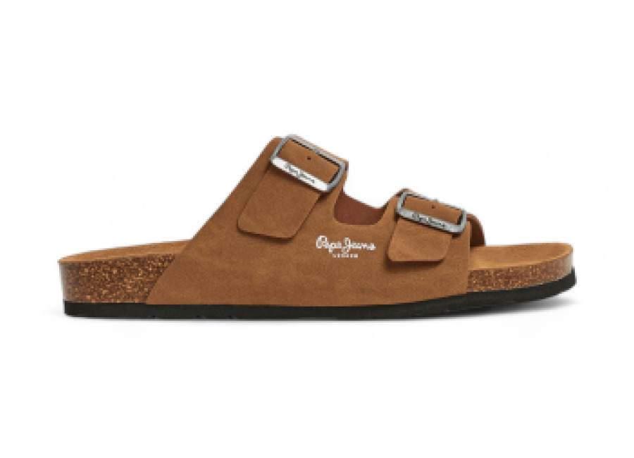 Zapatillas Pepe Jeans para hombre. Sandalias Bio Double Kepler marrón (41), Plano, 1 a 3cm, Ninguno, Casua