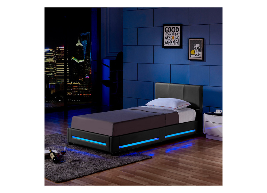Home Deluxe Cama LED ASTEROID con colchón – 90 x 200 cm gris oscuro