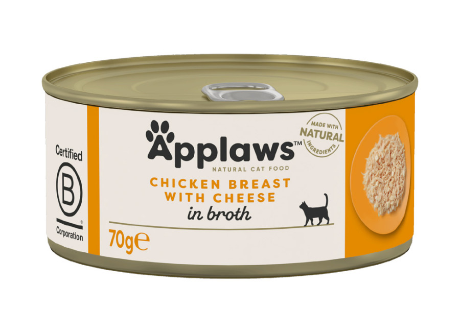 Applaws en caldo 24 x 70 g latas para gatos – Pack Ahorro – Pechuga de pollo y queso