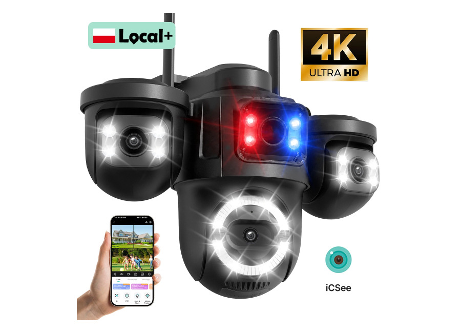 Cámara IP WiFi WONSDAR iCsee para Exteriores, Triple Lente, Tres Pantallas, Cámara PTZ, Detección por IA,…