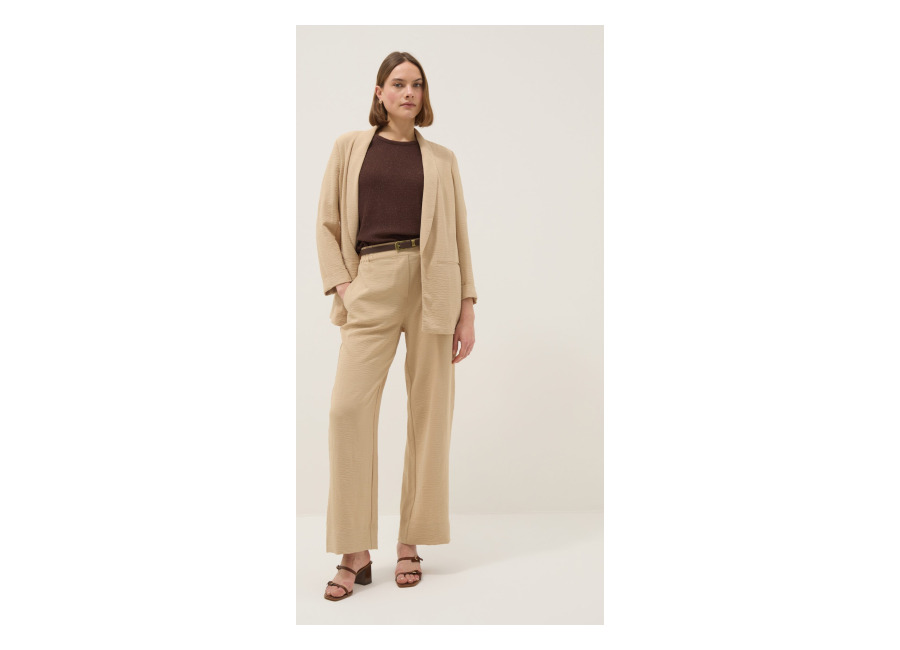 Ovs Pantalón Beige Wide Leg Con Cintura Elástica, Mujer, Beige, Talla: 36