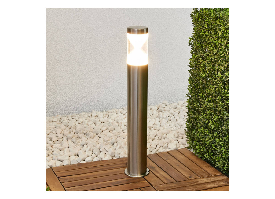 Bolardo luminoso LED Fabrizio de Lindby, altura 56 cm, acero inoxidable