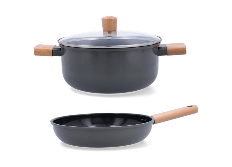 Bidasoa Juego sartén y cacerola 24cm aluminio estampado gris MIA Bidasoa