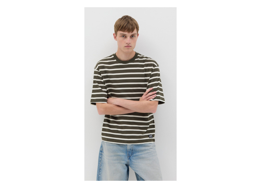 B.ANGEL Camiseta De Algodón De Rayas, Hombre, Blanco/verde, Talla: