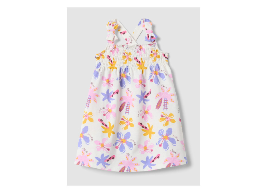 Fagottino Vestido Blanco De Algodón Puro Con Estampado Floral Para Bebé Niña, Niña, Blanco/amarillo, Talla: 9-12