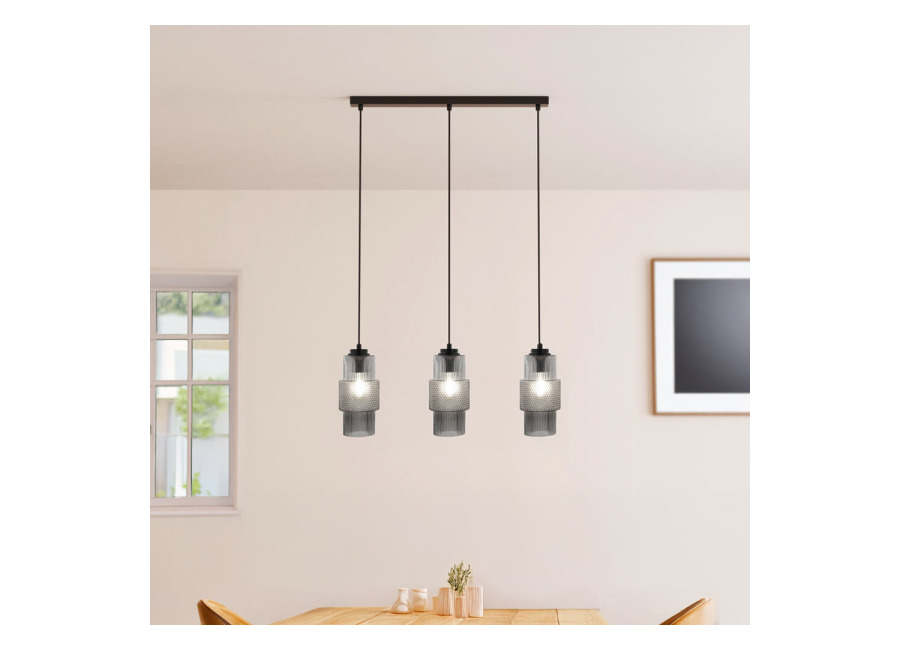 Home Deluxe Lámpara colgante de cristal YUKI – Gris humo