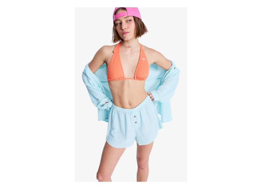Roxy Salty Bliss Stripe – Short de cintura elástica Blanco Mujer