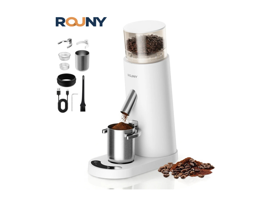 Molinillo de Café Inalámbrico ROUNY Eléctrico con 60 Ajustes de Molienda, Recargable por USB-C, Control Táctil…