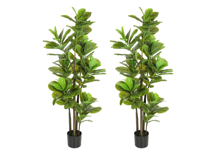 HOMCOM Juego de 2 plantas artificiales de interior cm, planta artificial con maceta de cemento, aspecto…
