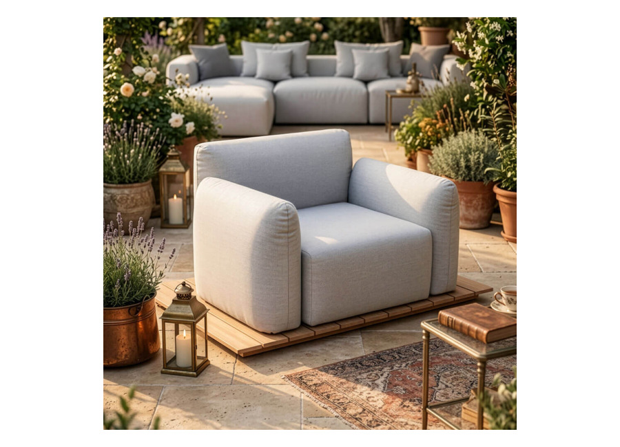 Home Deluxe Sillón de exterior ARANI – gris claro