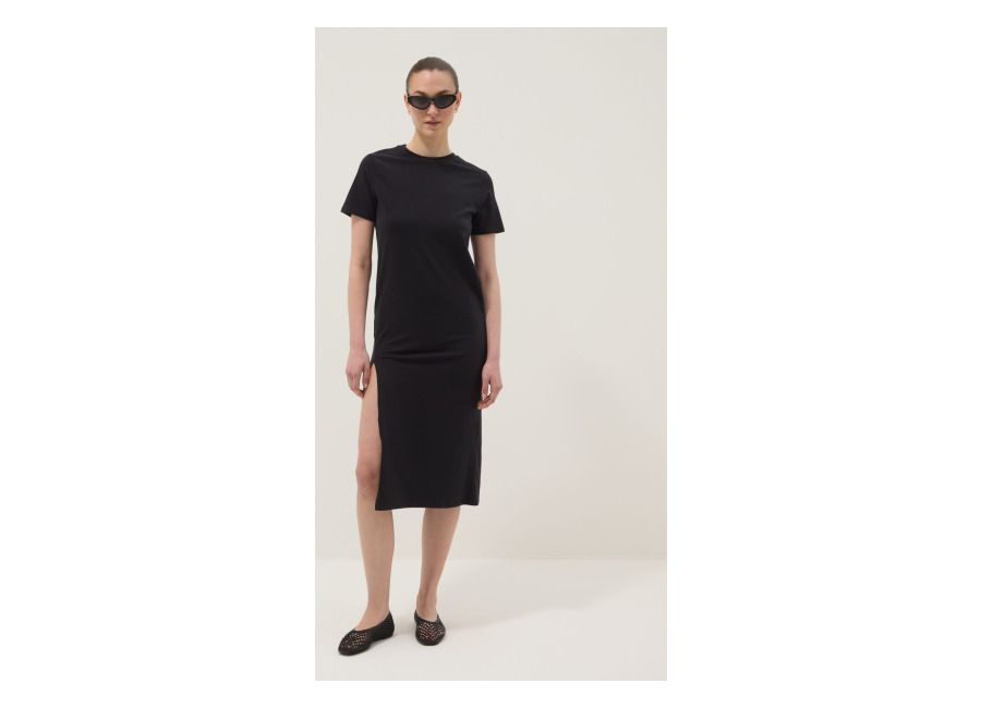 Ovs Vestido Largo Negro De Algodón Elástico, Mujer, Negro, Talla: 36