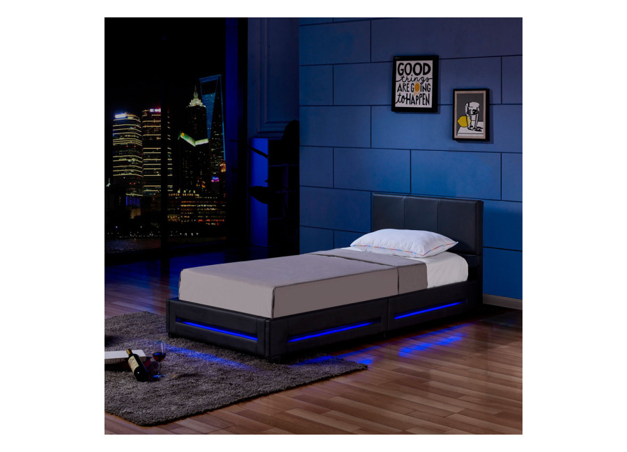 Home Deluxe Cama LED ASTEROID con colchón – 90 x 200 cm negro