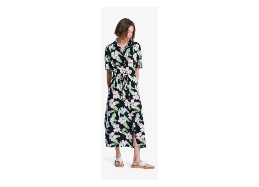 Roxy Island Escape – Vestido de Longitud Media Negro Mujer