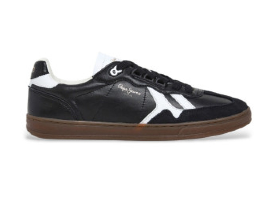 Pepe Jeans para hombre. Zapatillas de piel Ball Class negro (44), Plano, Cordones, Casua