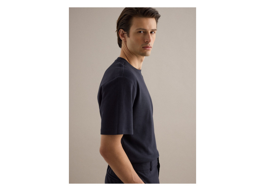 Piombo Contemporary Camiseta Negra De Cuello Redondo En Algodón Puro Ajuste Regular, Hombre, Gunmetal, Talla: