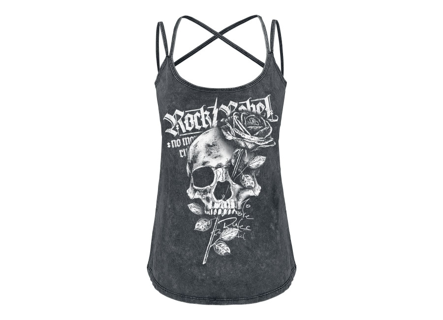 Rock Rebel by EMP Top de Rock Rebel by EMP – Top Vintage Wash – S 5XL – para Mujer – Gri