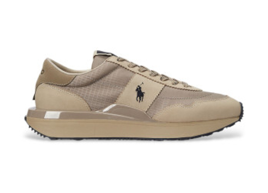 Polo Ralph Lauren para hombre. 809965080001 Zapatillas de piel Train 89 beige (36), Plano, Cordones, Casua