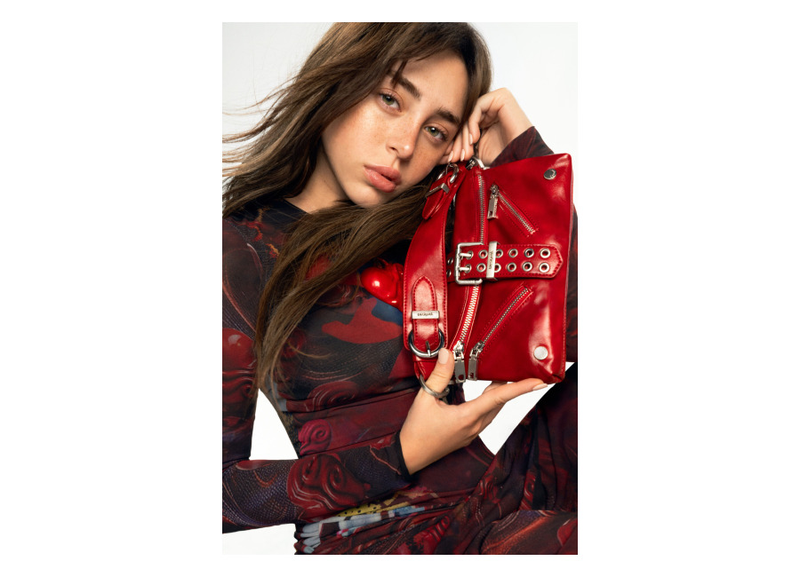Desigual Bolso hebilla efecto piel, Mujer, Poliuretano, Rojo, U