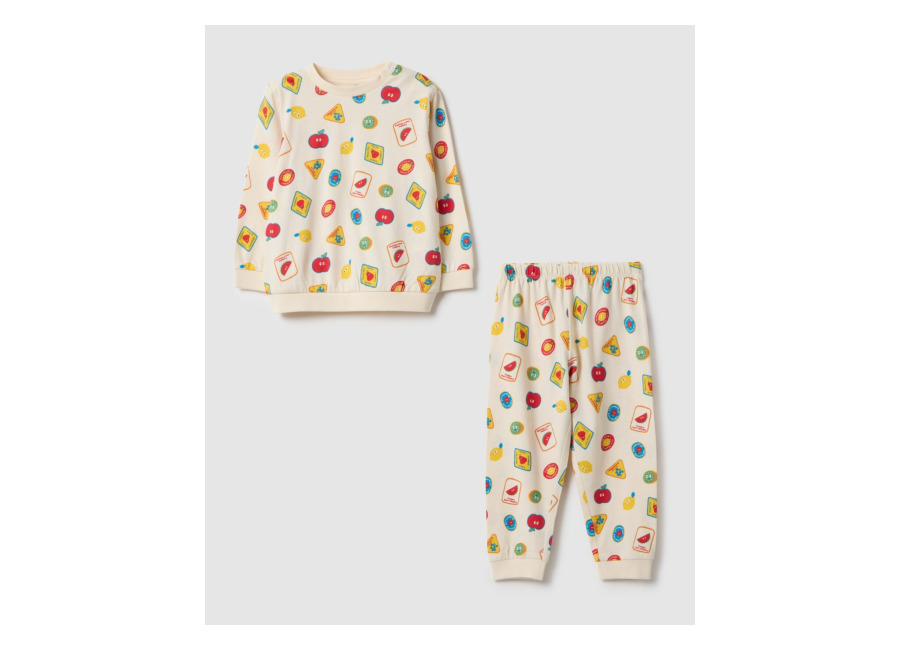 Fagottino Pijama Multicolor Para Recién Nacido En Algodón Puro De Ajuste Regular Con Estampados, Niño, Beige/Rojo, Talla: 9-12