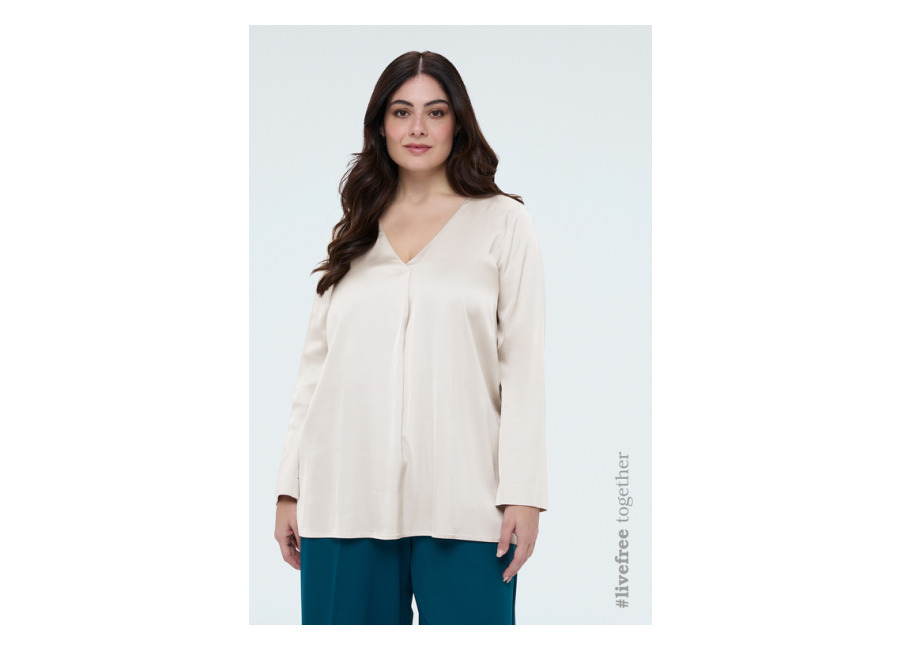 Fiorella Rubino Blusa escote en V en raso de viscosa